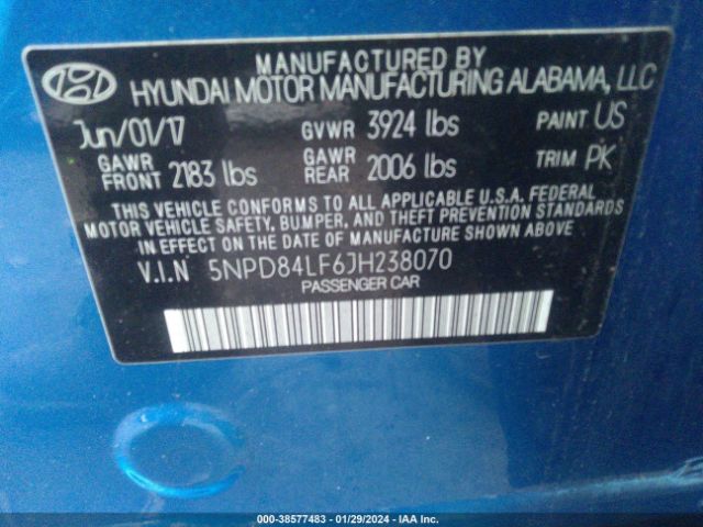 Photo 8 VIN: 5NPD84LF6JH238070 - HYUNDAI ELANTRA 