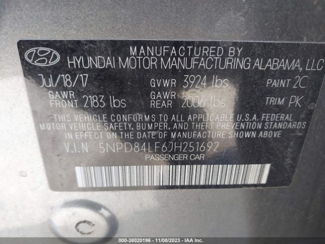 Photo 8 VIN: 5NPD84LF6JH251692 - HYUNDAI ELANTRA 