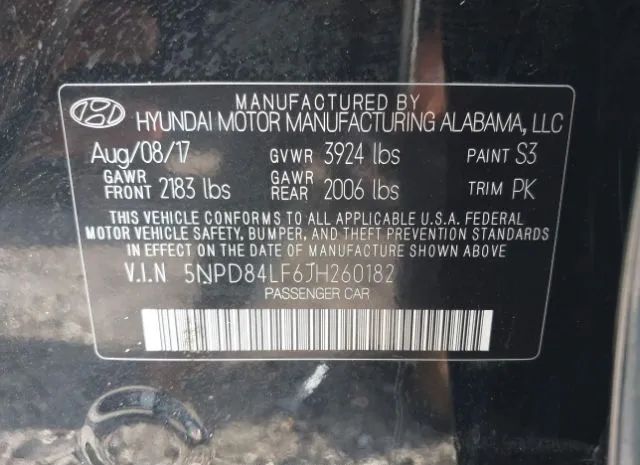 Photo 8 VIN: 5NPD84LF6JH260182 - HYUNDAI ELANTRA 