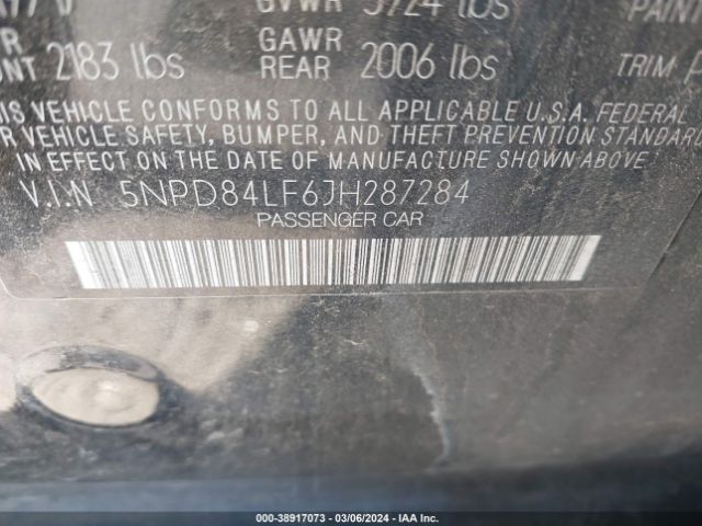 Photo 8 VIN: 5NPD84LF6JH287284 - HYUNDAI ELANTRA 