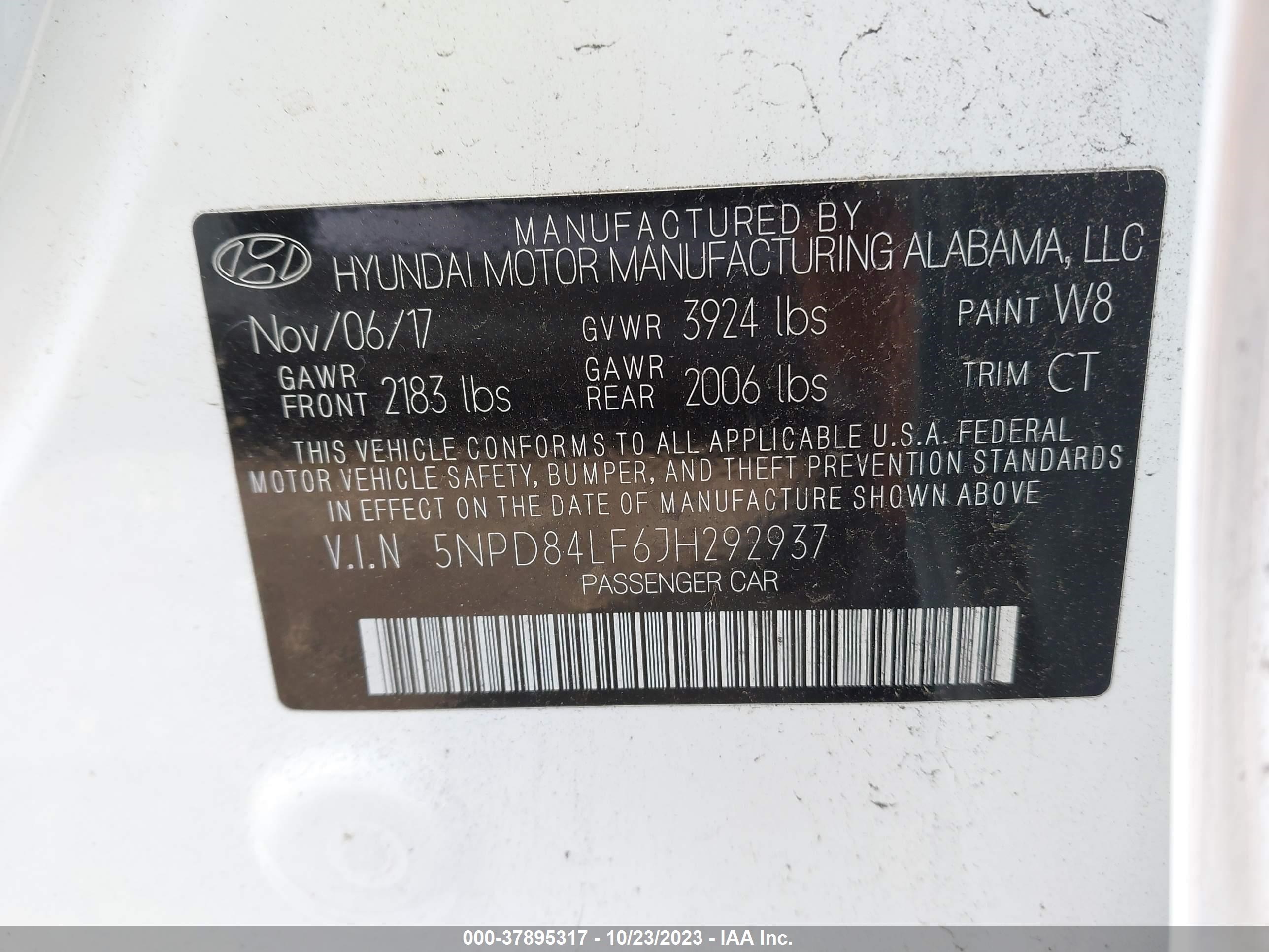 Photo 8 VIN: 5NPD84LF6JH292937 - HYUNDAI ELANTRA 