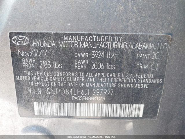 Photo 8 VIN: 5NPD84LF6JH297927 - HYUNDAI ELANTRA 