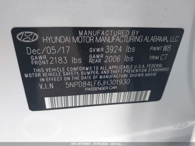 Photo 8 VIN: 5NPD84LF6JH301930 - HYUNDAI ELANTRA 