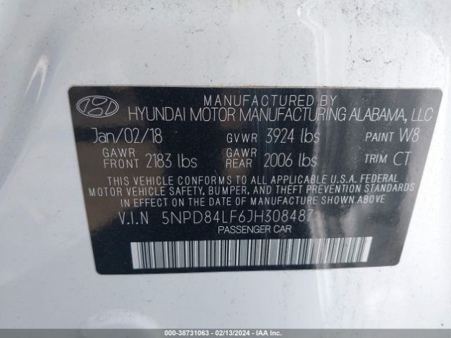 Photo 8 VIN: 5NPD84LF6JH308487 - HYUNDAI ELANTRA 