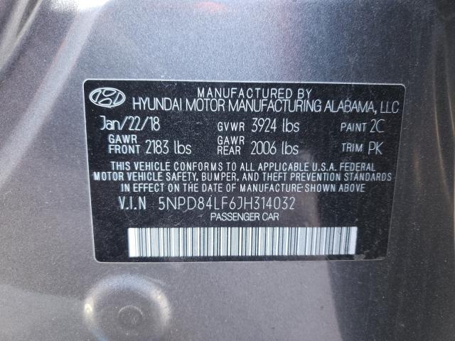 Photo 9 VIN: 5NPD84LF6JH314032 - HYUNDAI ELANTRA SE 