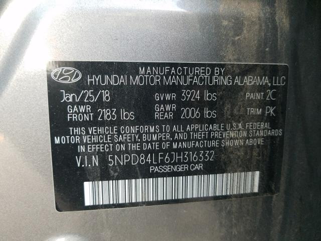 Photo 9 VIN: 5NPD84LF6JH316332 - HYUNDAI ELANTRA SE 