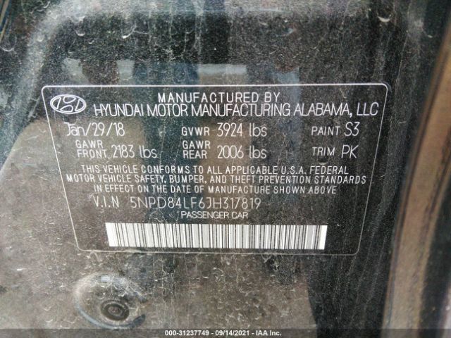 Photo 8 VIN: 5NPD84LF6JH317819 - HYUNDAI ELANTRA 