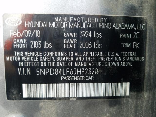 Photo 9 VIN: 5NPD84LF6JH323281 - HYUNDAI ELANTRA 