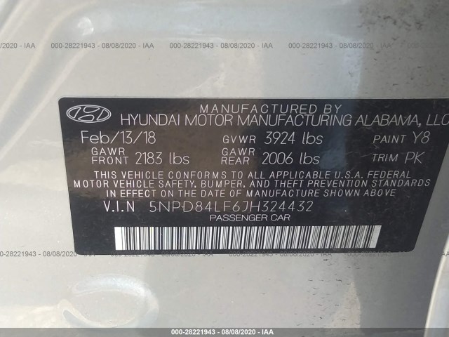 Photo 8 VIN: 5NPD84LF6JH324432 - HYUNDAI ELANTRA 