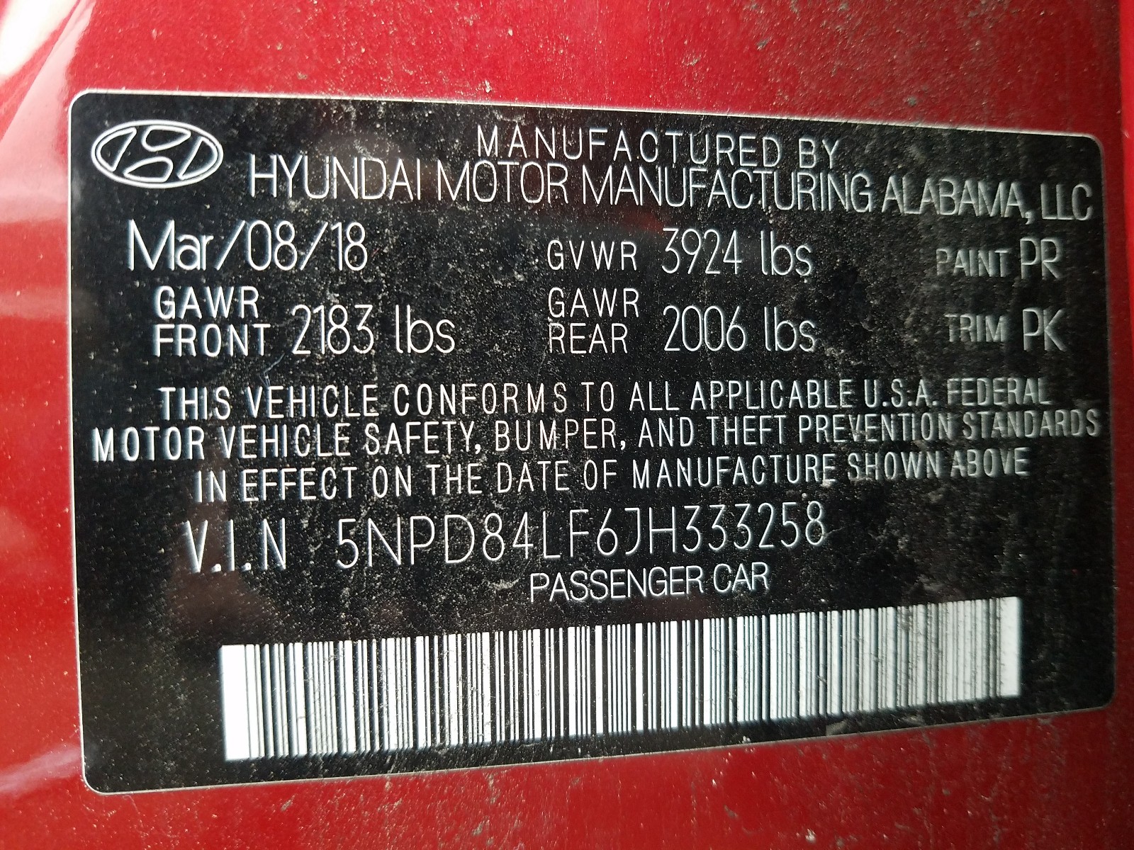 Photo 9 VIN: 5NPD84LF6JH333258 - HYUNDAI ELANTRA SE 