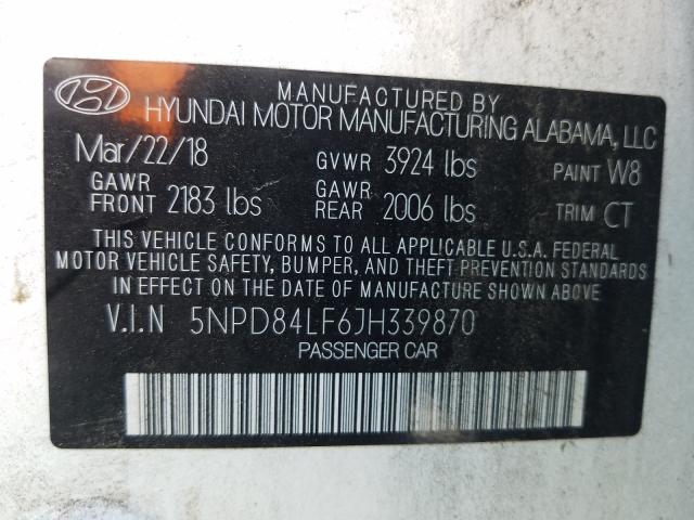 Photo 9 VIN: 5NPD84LF6JH339870 - HYUNDAI ELANTRA 