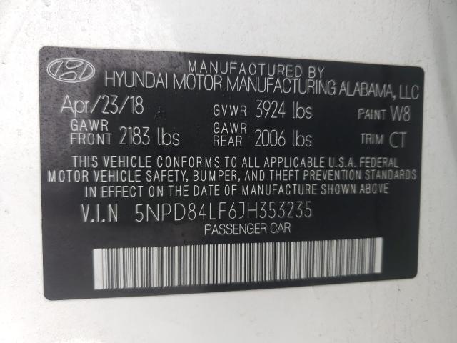 Photo 9 VIN: 5NPD84LF6JH353235 - HYUNDAI ELANTRA SE 