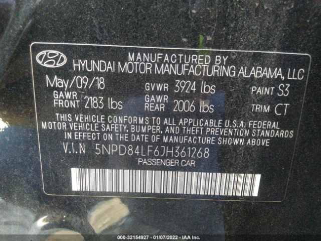 Photo 8 VIN: 5NPD84LF6JH361268 - HYUNDAI ELANTRA 