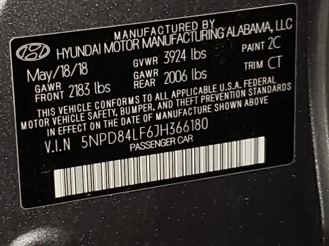 Photo 9 VIN: 5NPD84LF6JH366180 - HYUNDAI ELANTRA SE 