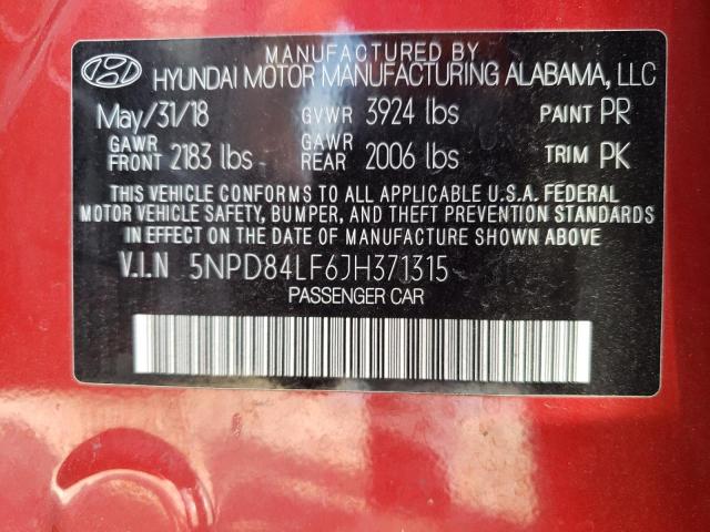 Photo 12 VIN: 5NPD84LF6JH371315 - HYUNDAI ELANTRA 