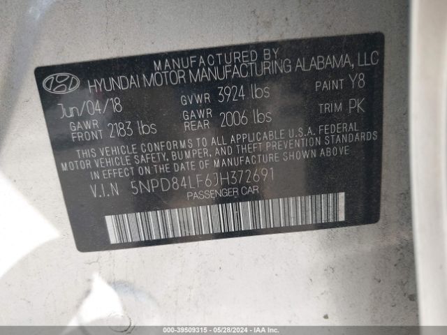 Photo 8 VIN: 5NPD84LF6JH372691 - HYUNDAI ELANTRA 