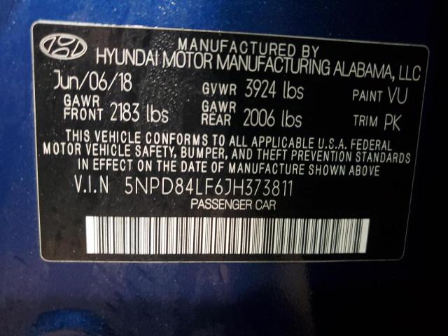 Photo 12 VIN: 5NPD84LF6JH373811 - HYUNDAI ELANTRA SE 