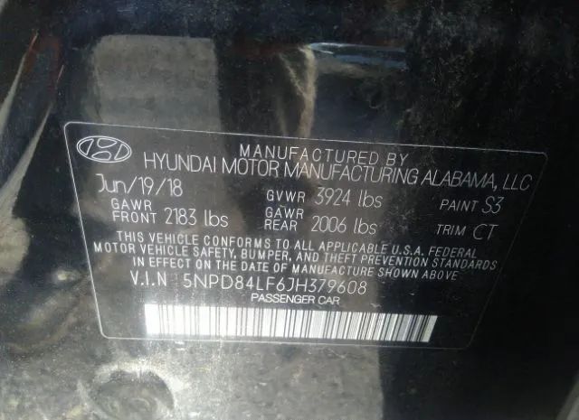 Photo 8 VIN: 5NPD84LF6JH379608 - HYUNDAI ELANTRA 