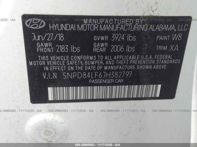 Photo 8 VIN: 5NPD84LF6JH382797 - HYUNDAI ELANTRA 