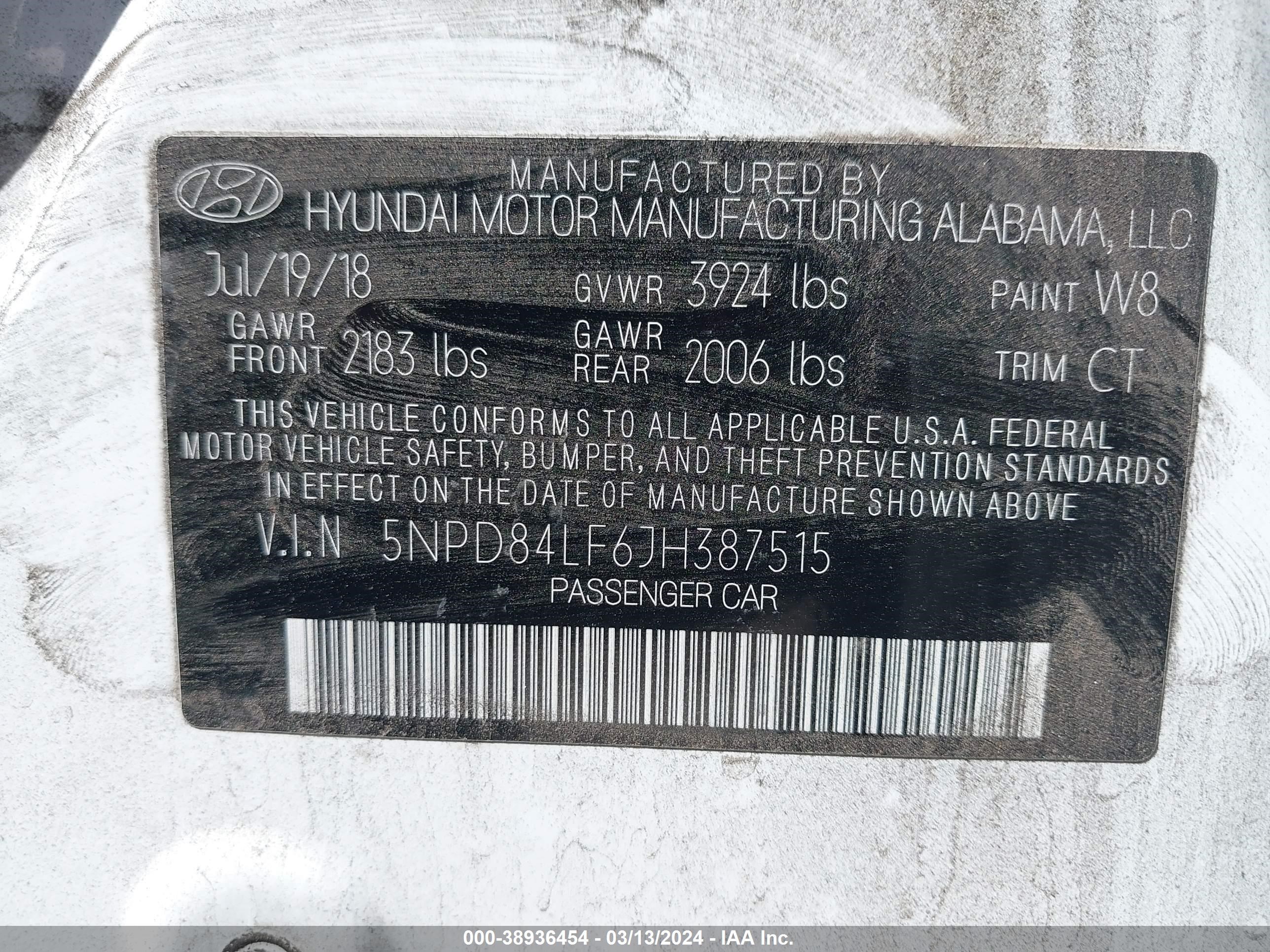 Photo 8 VIN: 5NPD84LF6JH387515 - HYUNDAI ELANTRA 