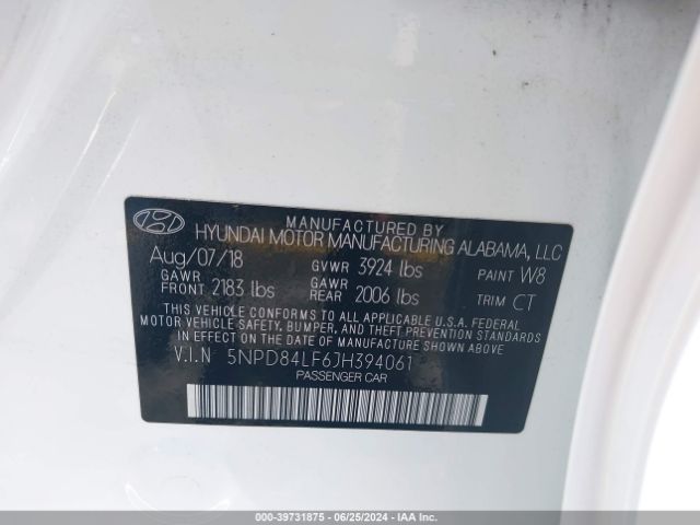 Photo 8 VIN: 5NPD84LF6JH394061 - HYUNDAI ELANTRA 