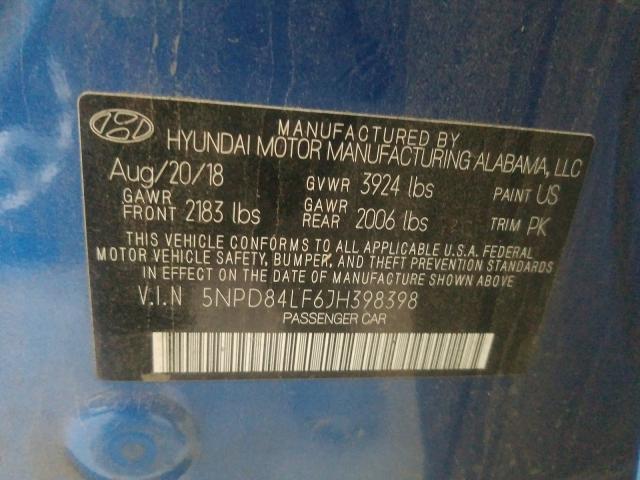 Photo 9 VIN: 5NPD84LF6JH398398 - HYUNDAI ELANTRA SE 