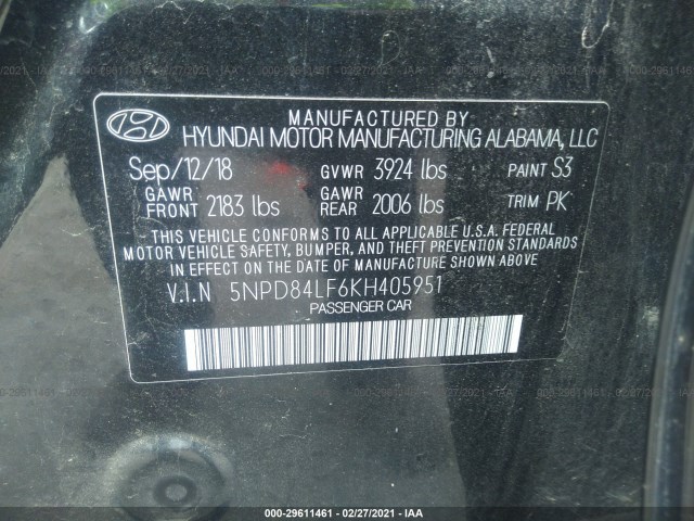 Photo 8 VIN: 5NPD84LF6KH405951 - HYUNDAI ELANTRA 