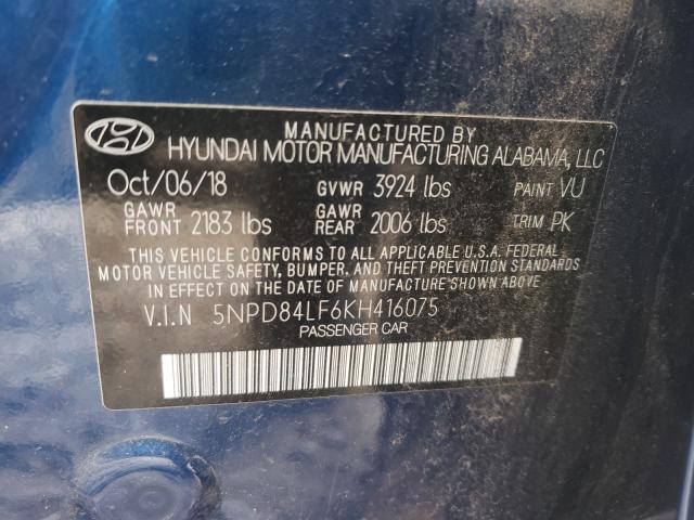 Photo 9 VIN: 5NPD84LF6KH416075 - HYUNDAI ELANTRA SE 