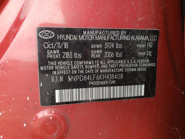 Photo 9 VIN: 5NPD84LF6KH418408 - HYUNDAI ELANTRA SE 