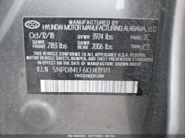 Photo 8 VIN: 5NPD84LF6KH419171 - HYUNDAI ELANTRA 