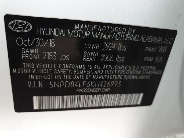 Photo 9 VIN: 5NPD84LF6KH426993 - HYUNDAI ELANTRA SE 