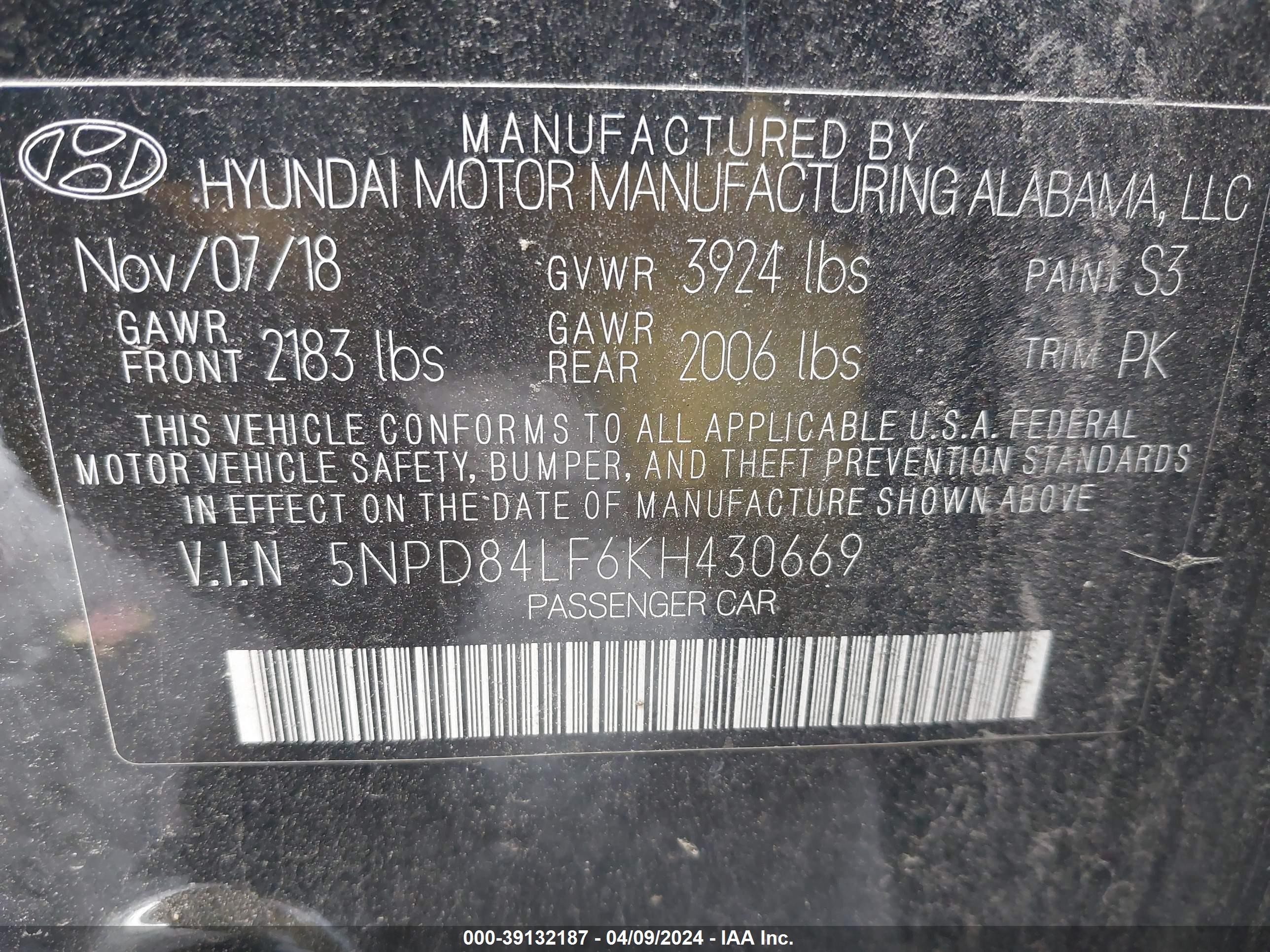 Photo 8 VIN: 5NPD84LF6KH430669 - HYUNDAI ELANTRA 