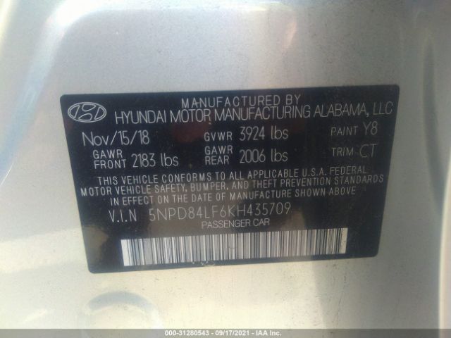 Photo 8 VIN: 5NPD84LF6KH435709 - HYUNDAI ELANTRA 