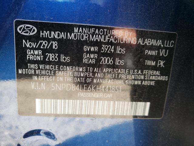 Photo 9 VIN: 5NPD84LF6KH441851 - HYUNDAI ELANTRA 