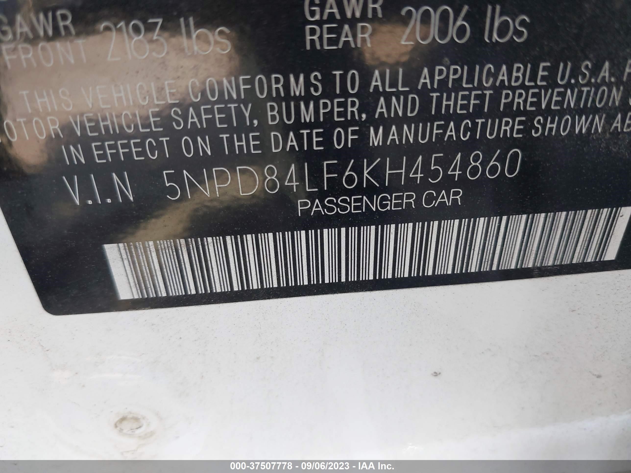 Photo 8 VIN: 5NPD84LF6KH454860 - HYUNDAI ELANTRA 