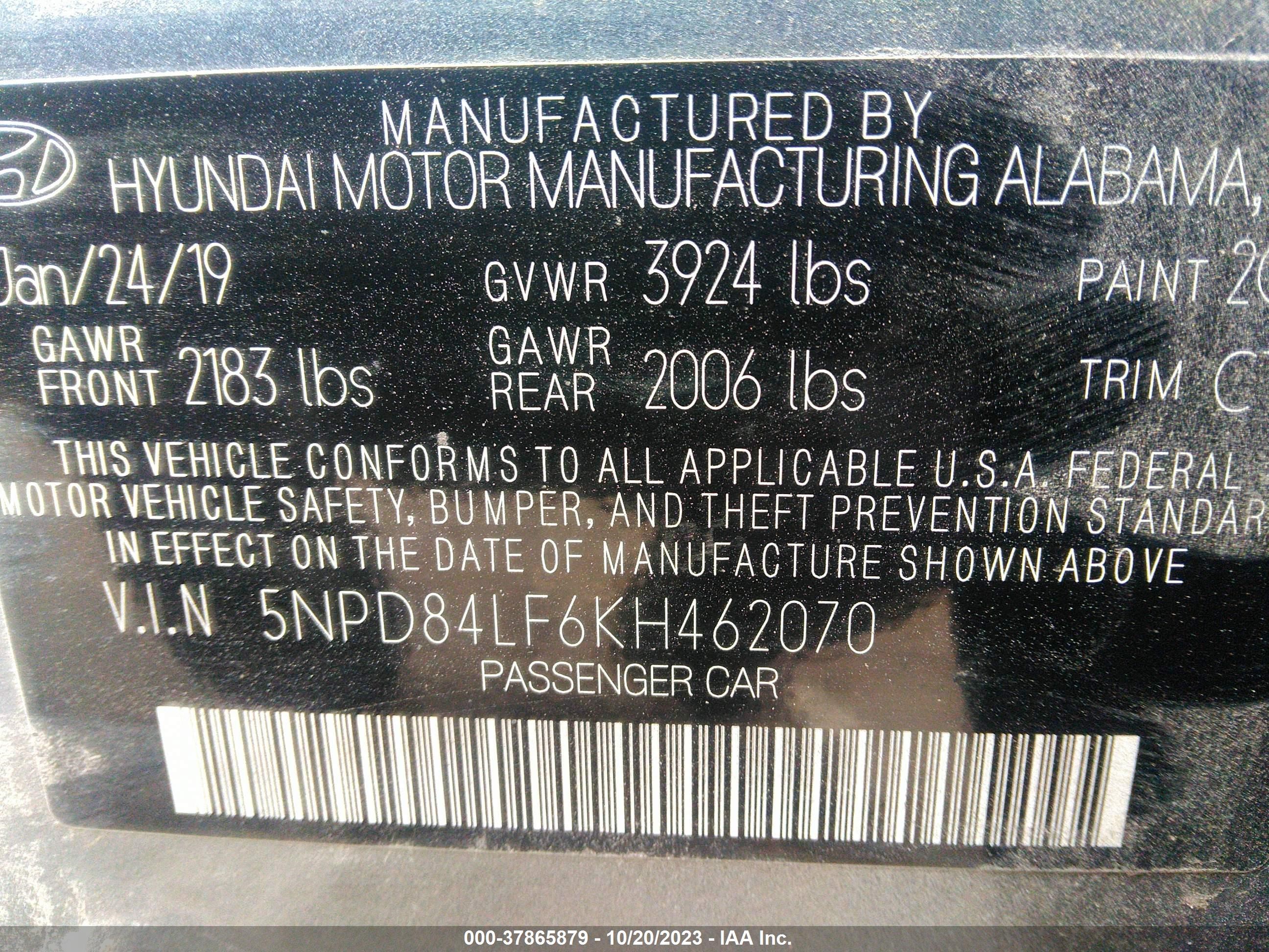 Photo 8 VIN: 5NPD84LF6KH462070 - HYUNDAI ELANTRA 