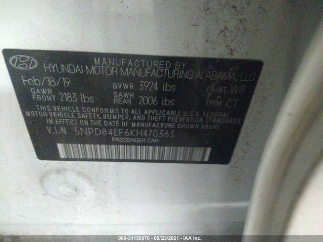 Photo 8 VIN: 5NPD84LF6KH470363 - HYUNDAI ELANTRA 