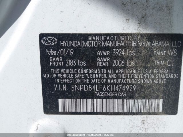 Photo 8 VIN: 5NPD84LF6KH474929 - HYUNDAI ELANTRA 