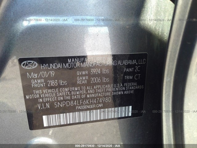 Photo 8 VIN: 5NPD84LF6KH474980 - HYUNDAI ELANTRA 