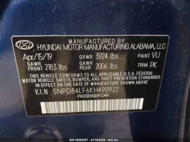 Photo 8 VIN: 5NPD84LF6KH490922 - HYUNDAI ELANTRA 