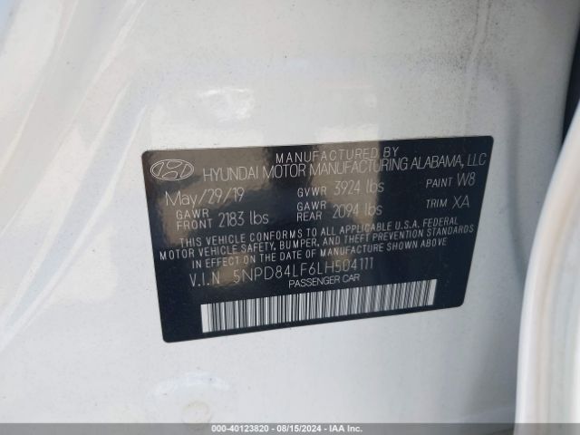 Photo 8 VIN: 5NPD84LF6LH504111 - HYUNDAI ELANTRA 