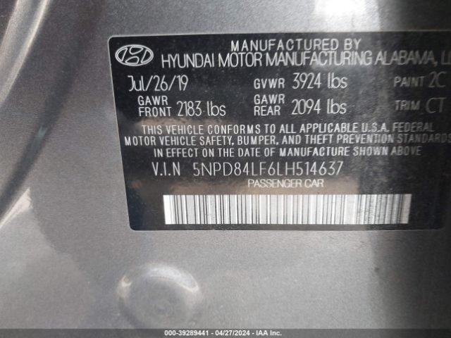 Photo 8 VIN: 5NPD84LF6LH514637 - HYUNDAI ELANTRA 