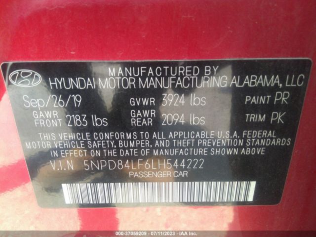 Photo 8 VIN: 5NPD84LF6LH544222 - HYUNDAI ELANTRA 