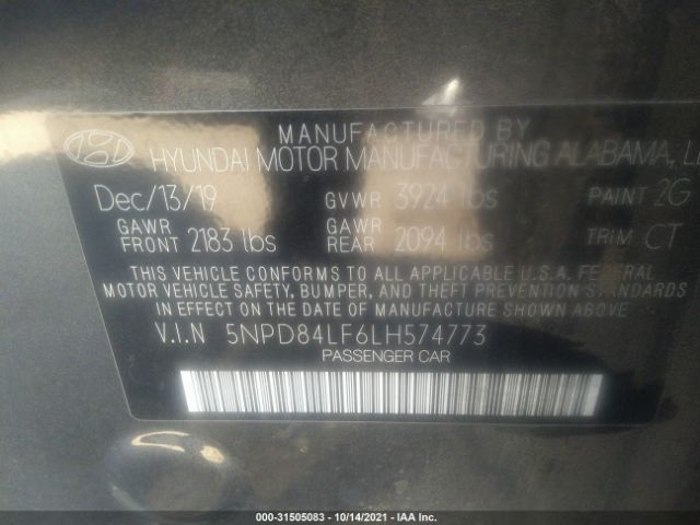 Photo 8 VIN: 5NPD84LF6LH574773 - HYUNDAI ELANTRA 