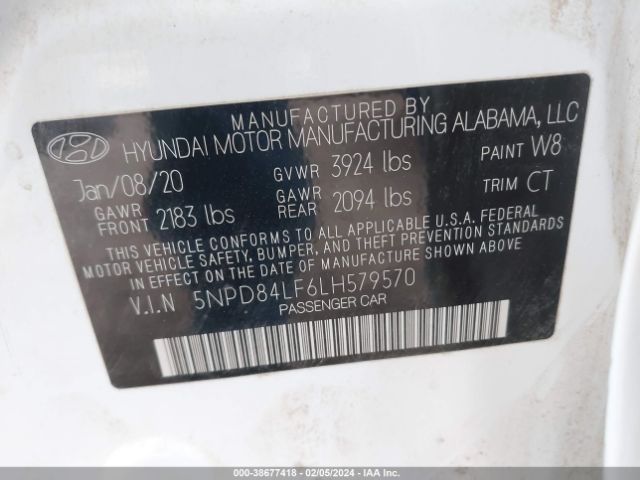 Photo 8 VIN: 5NPD84LF6LH579570 - HYUNDAI ELANTRA 