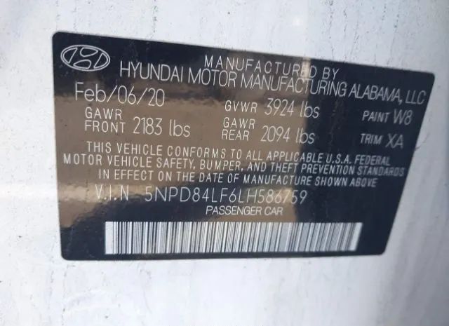 Photo 8 VIN: 5NPD84LF6LH586759 - HYUNDAI ELANTRA 