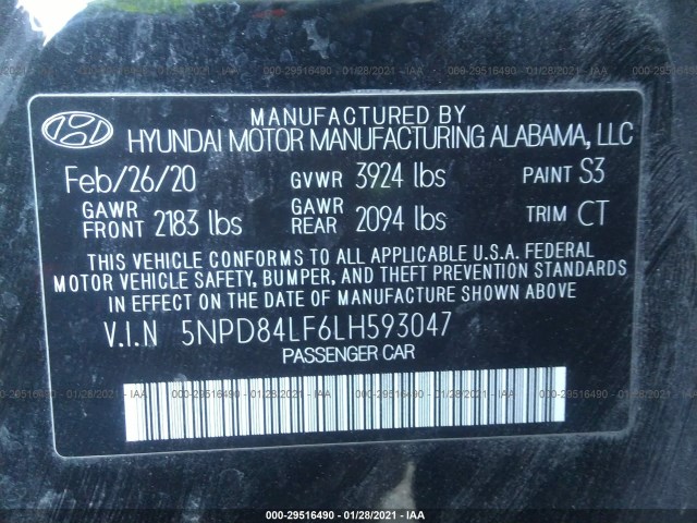 Photo 8 VIN: 5NPD84LF6LH593047 - HYUNDAI ELANTRA 