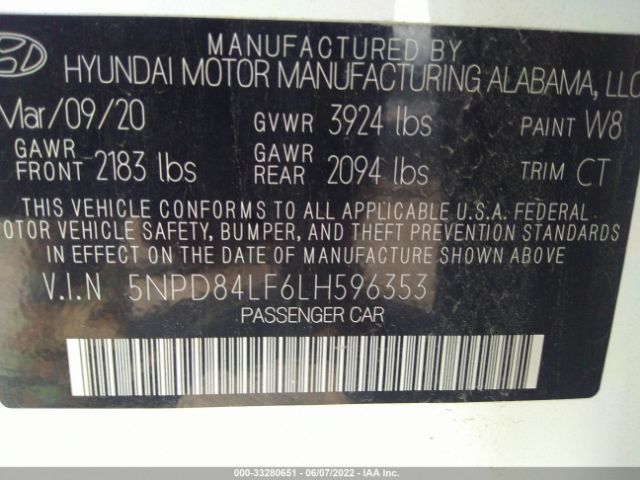 Photo 8 VIN: 5NPD84LF6LH596353 - HYUNDAI ELANTRA 