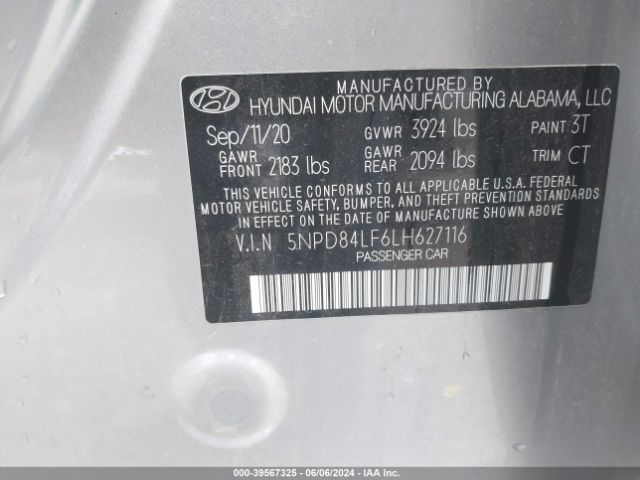 Photo 8 VIN: 5NPD84LF6LH627116 - HYUNDAI ELANTRA 