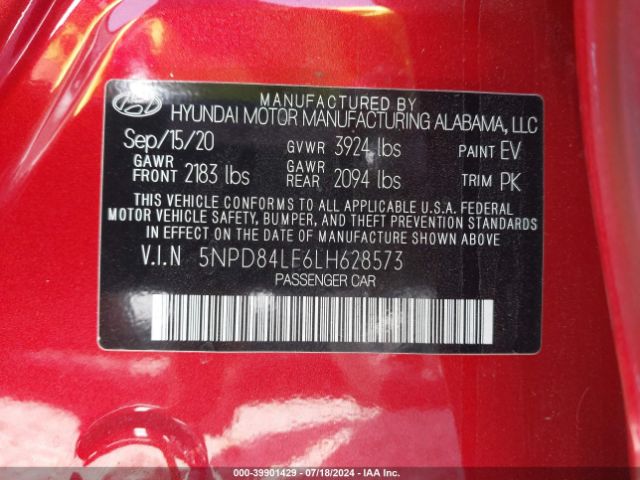 Photo 8 VIN: 5NPD84LF6LH628573 - HYUNDAI ELANTRA 